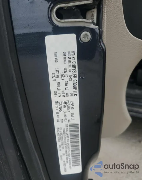 2013 Chrysler Town & Country Touring L z USA, uszkodzony, nr VIN 2C4RC1CG3DR778298